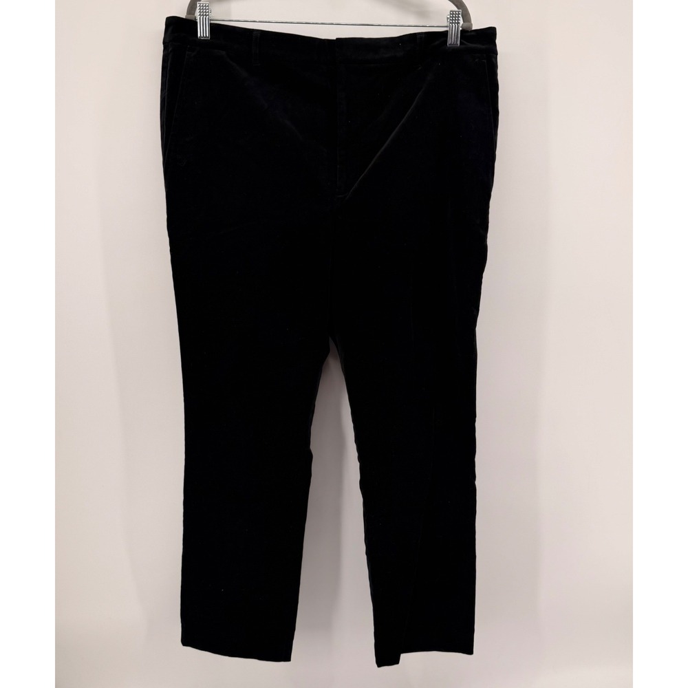 Lauren Ralph Lauren Pants Womens 16 Black Velvet Straight Leg Trousers Stretch